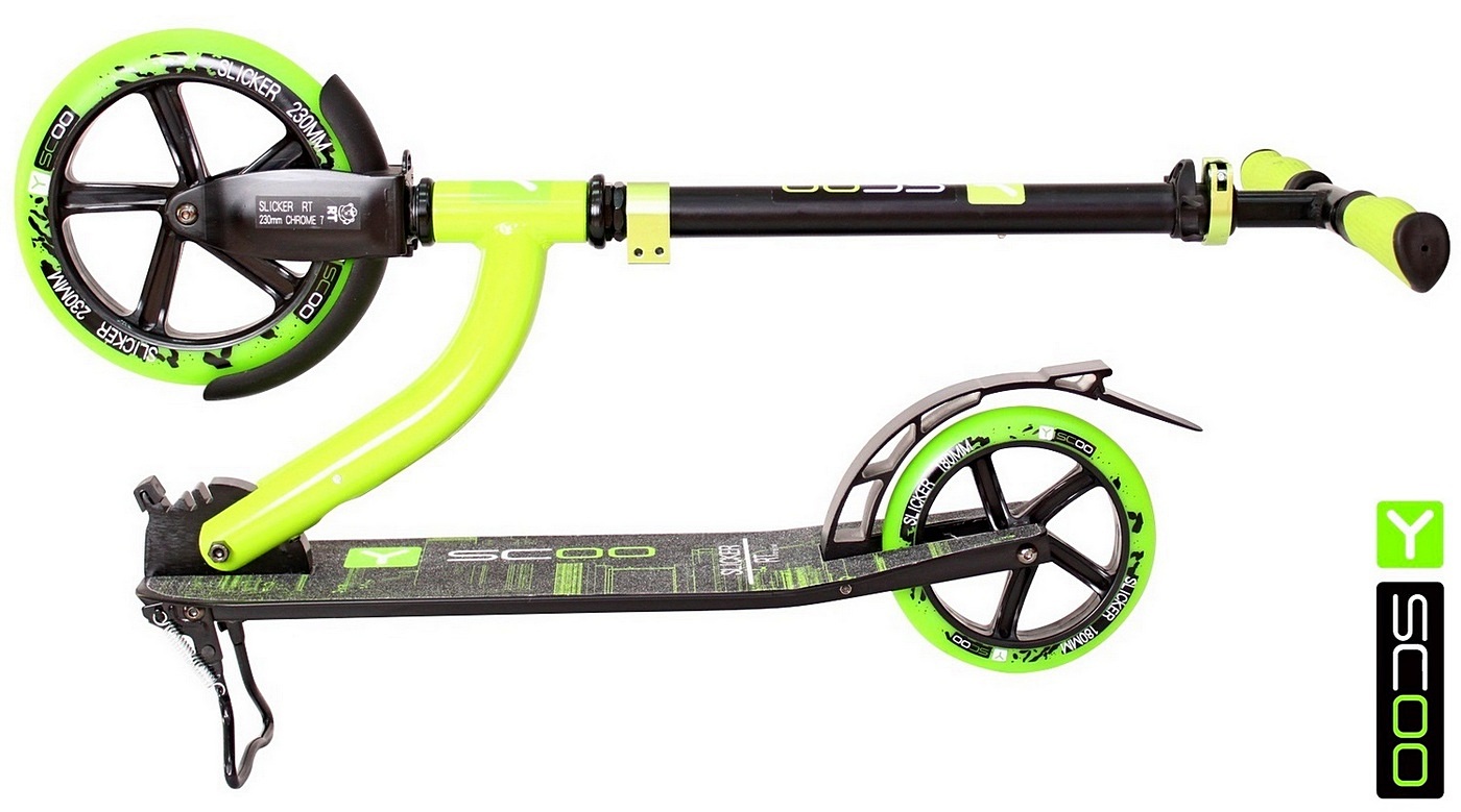 Самокат Y-Scoo RT 230 Slicker New Technology, зеленый  
